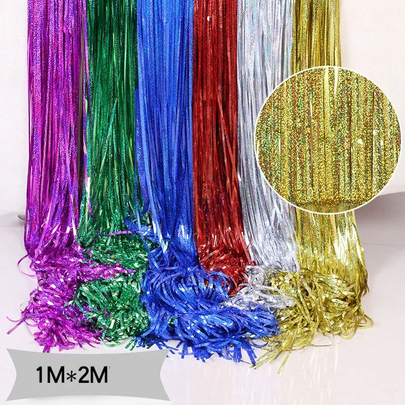 Party Favors Wedding Decoration Party Supplies Photozone Rain Tinsel Foil Curtain Birthday Wall Drapes Photo Zone Backdrop tinsel curtain party decorations