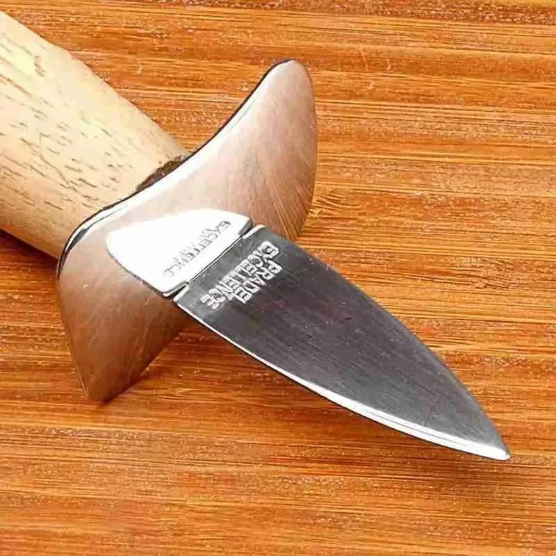 1Pc Steel Seafood Scallop Pry Knife with Wooden Handle Oyster Knives Shucker Shell Seafood Oyster Knife Opener