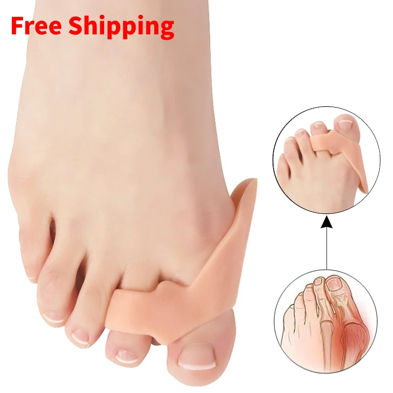 

4pieces=2pairs Hallux Valgus Toe Splitter Straightener Separator Bunion Corrector Silicone Gel Feet Care Protector Orthopedic