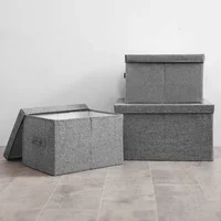 Fabric Storage Boxes with Lids Foldable Cloth Storage Box Fabric Clothes Container Wardrobe Organizer Bedroom Closet Living Room 1