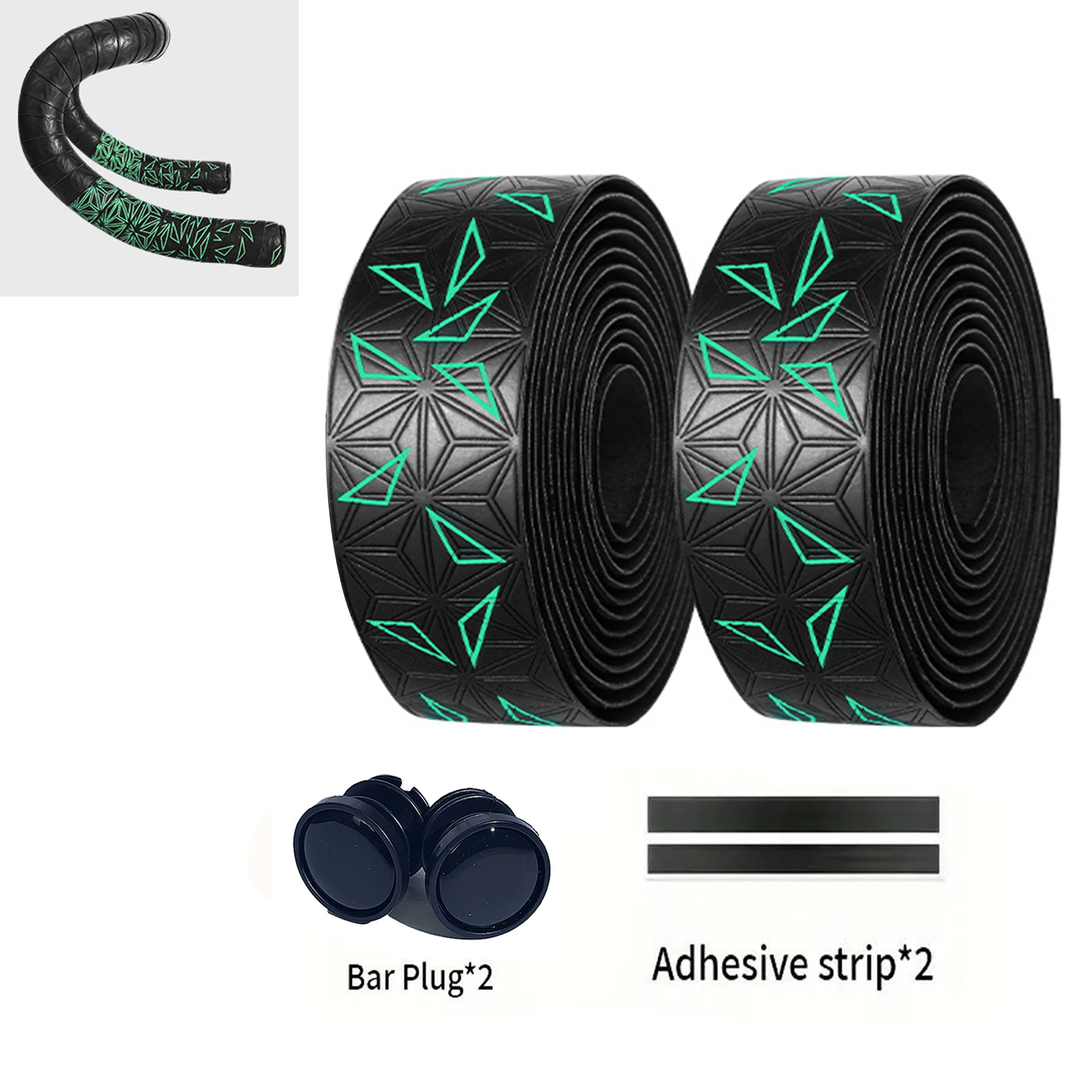 Pair of Anti-Slip Shock-Absorbing Road Bike Handlebar Tape with Bar End Plugs
