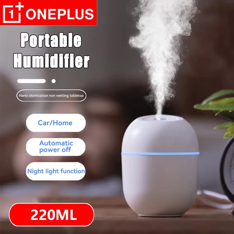 OnePlus Mini 220ML Air Humidifier Portable USB Rechargable Humidificador Aromatherapy for Home Car Office with LED Night Lamp 1