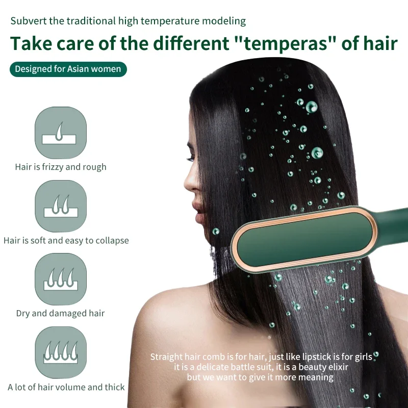 Thermostatic hair straightener Comb Electric Straightening Brush LCD Display Temperature Control Hair Straighteners Hot Comb 2