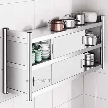 ตู้ครัวสแตนเลสอเนกประสงค์ทันสมัยแบบติดผนัง ตู้เก็บของแบบมินิมอล ตู้ครัวแขวนผนัง 1