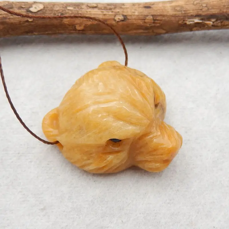 New Design Natural Stone Amazonite Carved Bear Pendant Bead Fashion Jewelry Necklace Accessories,27x26x14mm 12g
