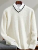 ADDONEE High Quality Men's Cashmere Sweater V-neck Twist Flower Preppy Style Pullover 100% Cashmere Knitwear For Autumn Winter 1