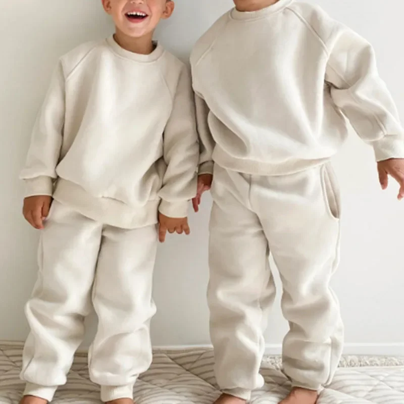 Kids Loose Fit Sports Hoodie Sweatpants Set