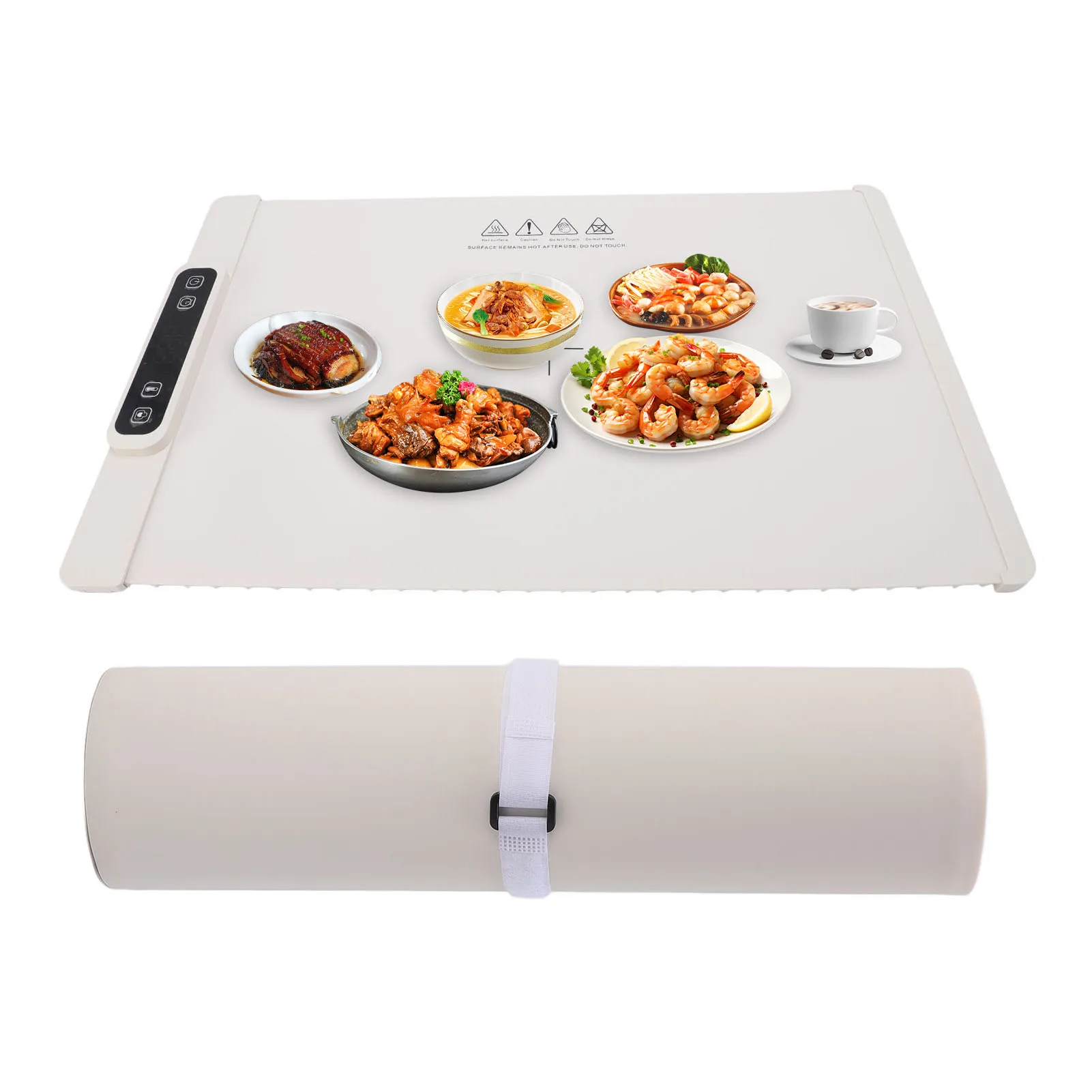 Electric Warming Tray Full Surface Heating Rollable Portable Silicone 3 Temperature Settings Versatile Food Warmer 60&deg;C-100&deg;C fo