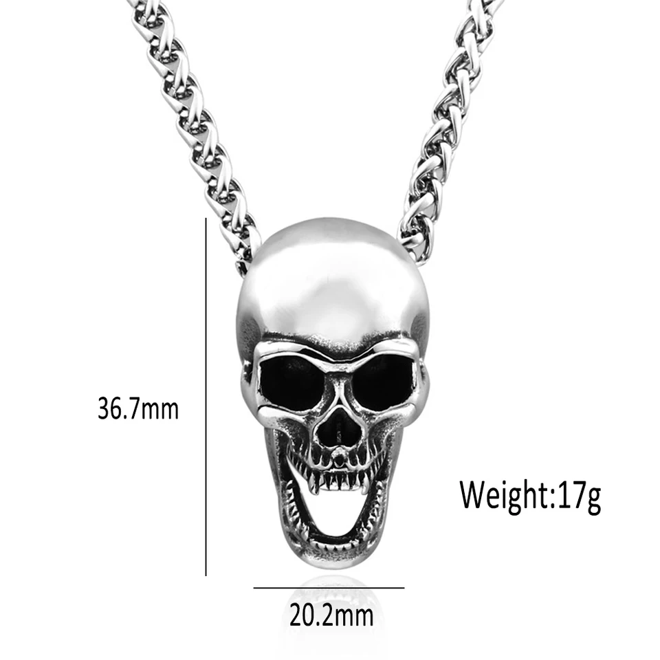 Heren Rvs Gothic Biker Schedel Hanger Ketting met 50/55/60 CM Ketting voor Vrouwen Punk FaithHeart Skelet Hals Sieraden kopen vanaf een prijs van 13