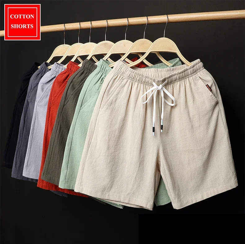 Sommer Shorts Männer Feste Beiläufige Shorts Männer 100% Baumwolle Cargo-Shorts Marke Strand Shorts Baumwolle Leinen Boardshort Asien Größe M-9XL – Detail 3