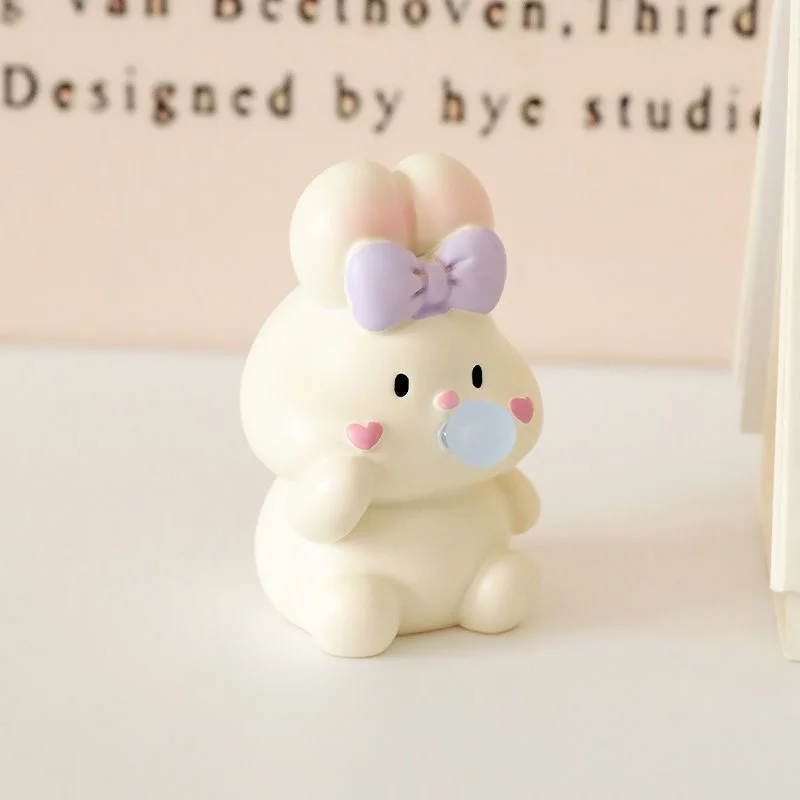 Cute Cartoon Bunny Car Decor Resin Figurine  Office Desk Ornament Car Accessories Gift