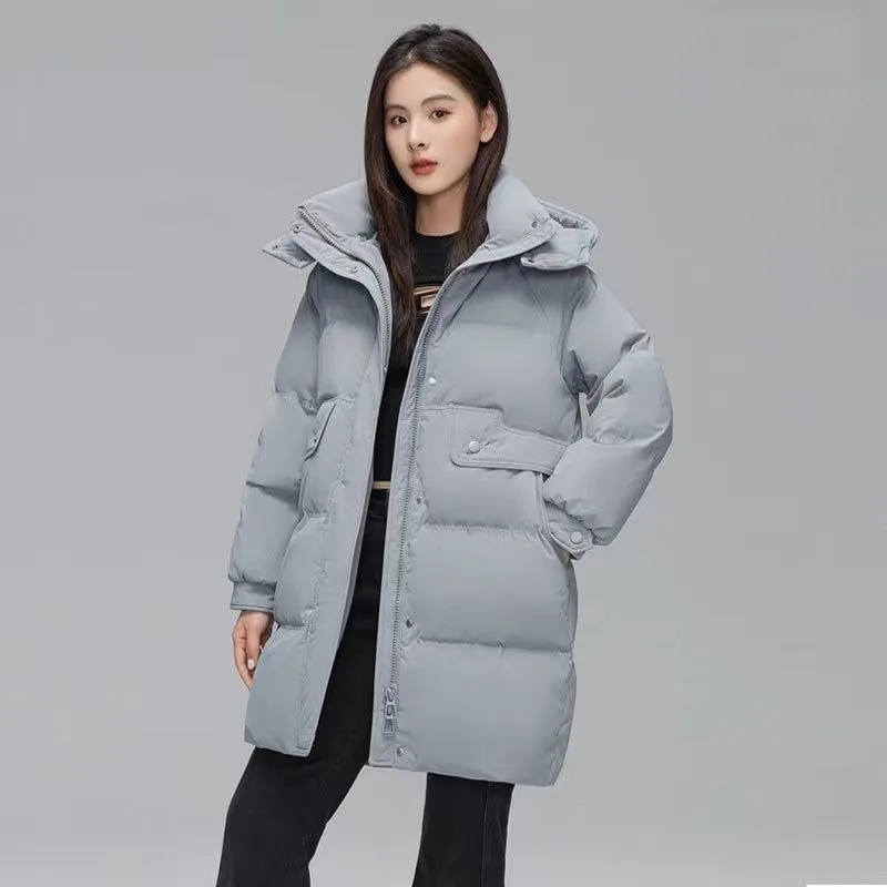 2023 New Women Down Cotton Coat Winter Jacket Female Mid Length Version Parkas Thick Warm Outwear Hooded Leisure Time Overcoat