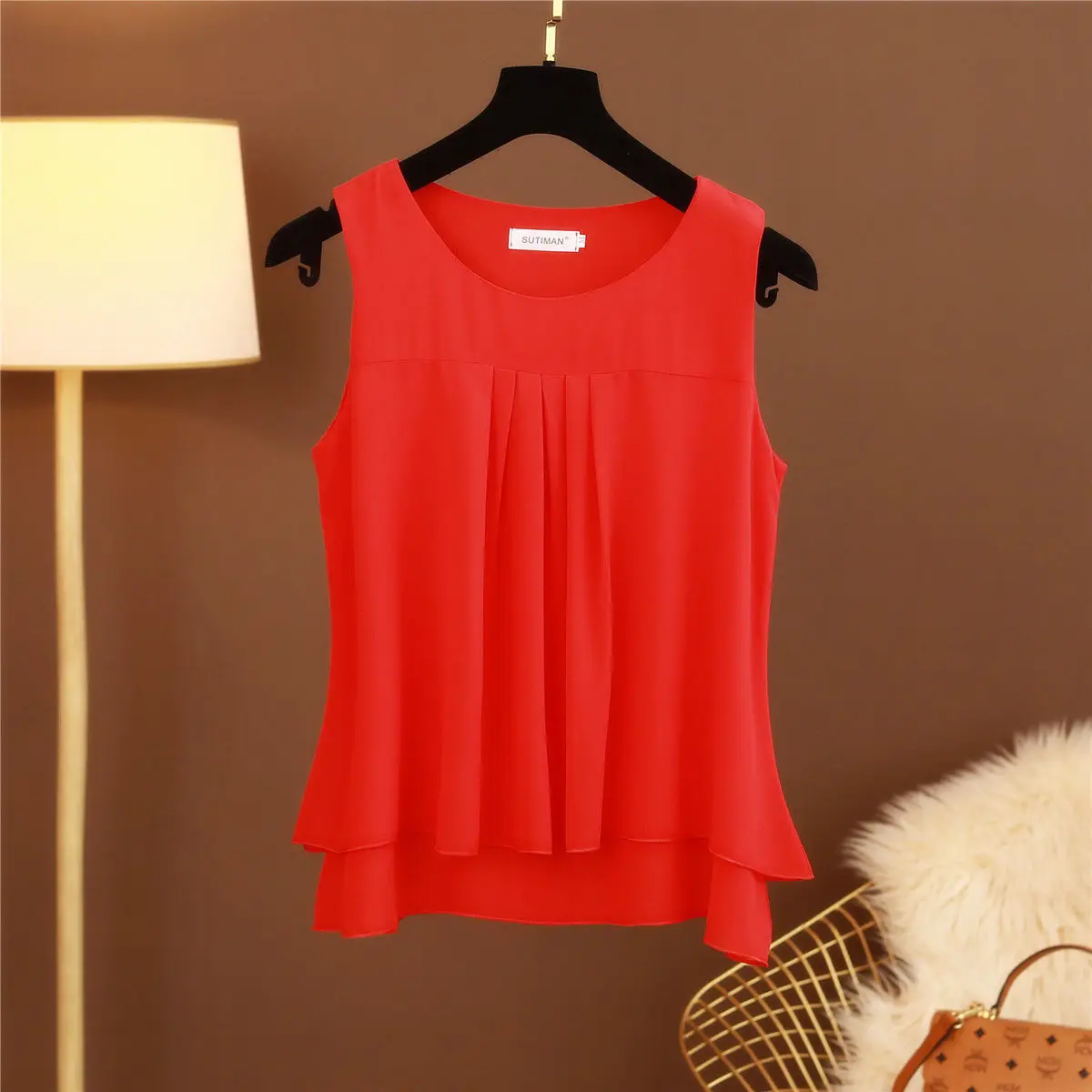 Banerdanni 2026 Sommer Neue Frauen Ärmellose Chiffon Bluse Oansatz Chiffon Hemd Weibliche Lose Übergroßen Frauen Tops Blusa Mujer – Detail 7
