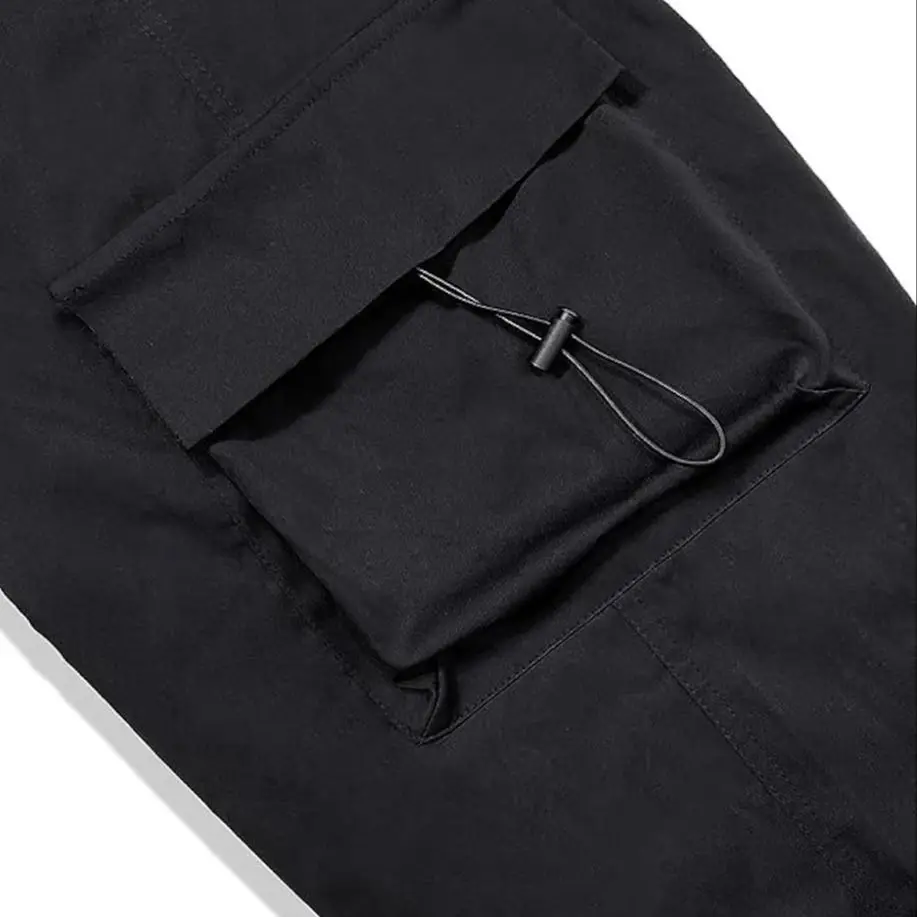 Cargo Pants Men Streetwear Hip Hop Pants Elastic Waist Harem Ankle Length Trousers Black Harajuku Casual Pocket Unisex
