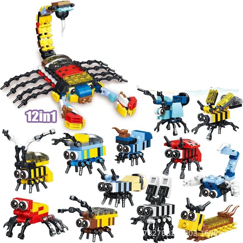 Insekt Tiere Figuren Set Mini Bausteine Spielzeug Montage 3D Konstruktor Micro Ziegel Für Kinder Jungen Geschenk Spielzeug – Detail 28