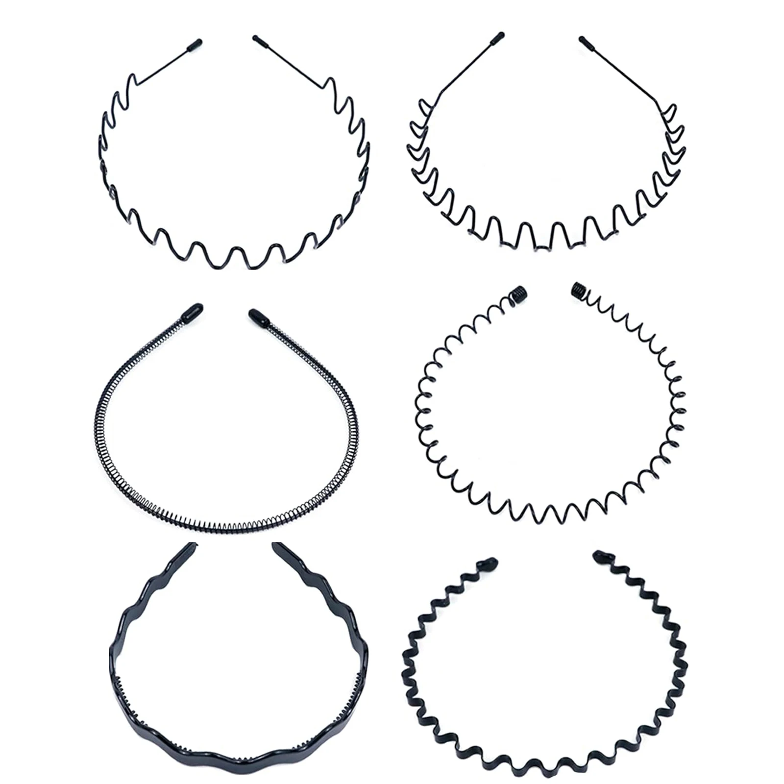 

Metal Hair Band Headbands for Washing Face Makeup Sports Hair Hoop Black Elastic Non Slip Wavy Unisex Wavy Head Bands for Yoga