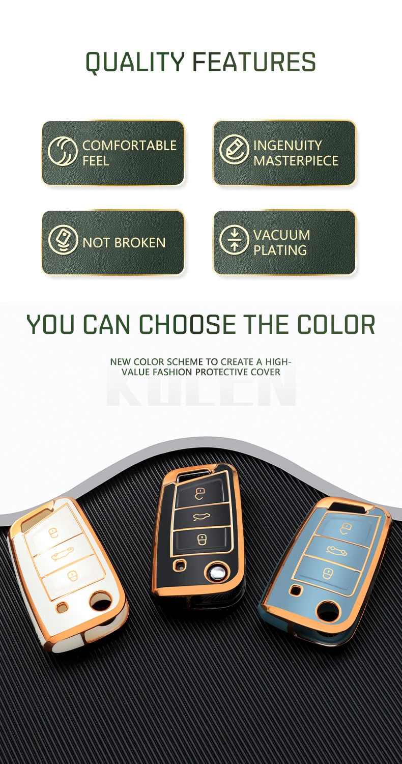 Fashion TPU Car Flip Key Case Cover Shell per VW Volkswagen Golf 7 MK7 Tiguan MK2 per Seat Ateca Leon FR 2 Ibiza Skoda Octavia - S4fc8197cb1334b09aa92d38292ac58932