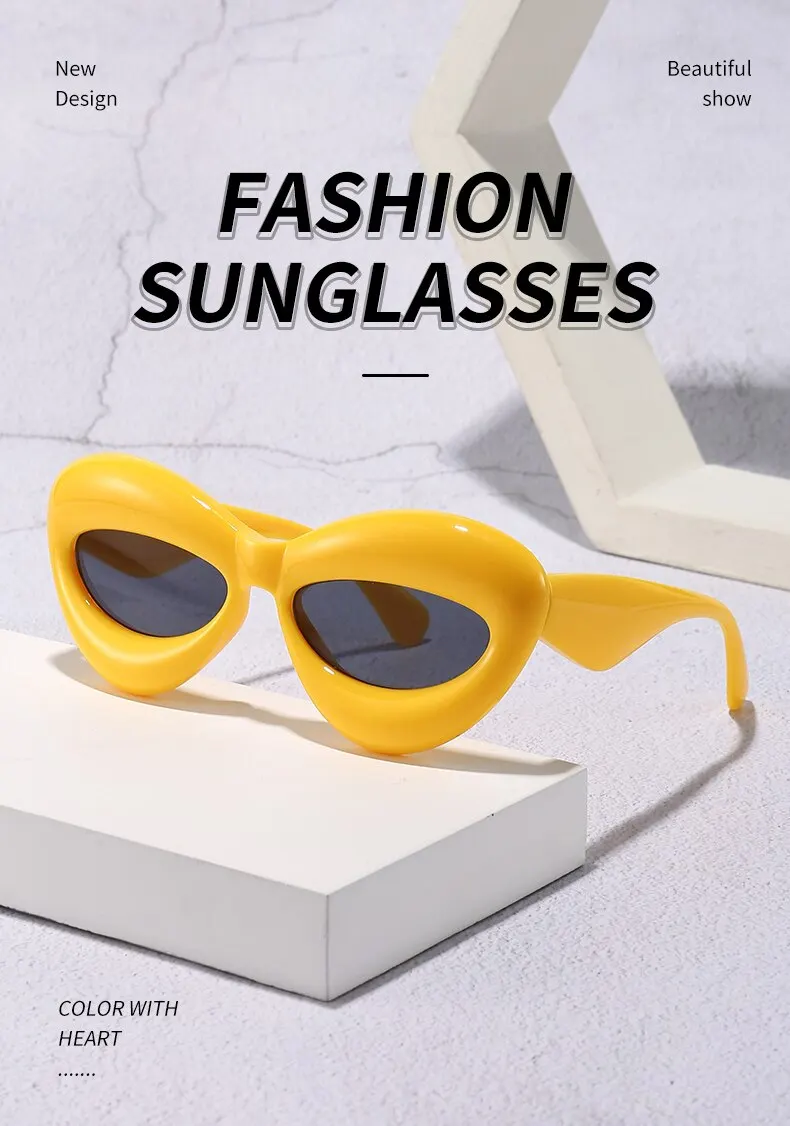 Lunettes de soleil à lèvres Sexy couleur bonbon Unique pour femmes nouvelle marque jaune bleu dégradé lunettes de soleil hommes Hip Hop nuances_voghion.com