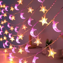 Star and Moon Decorative Light String - Battery - Powered, Perfect - 1PC 1.5M10LED (Warm Pink)