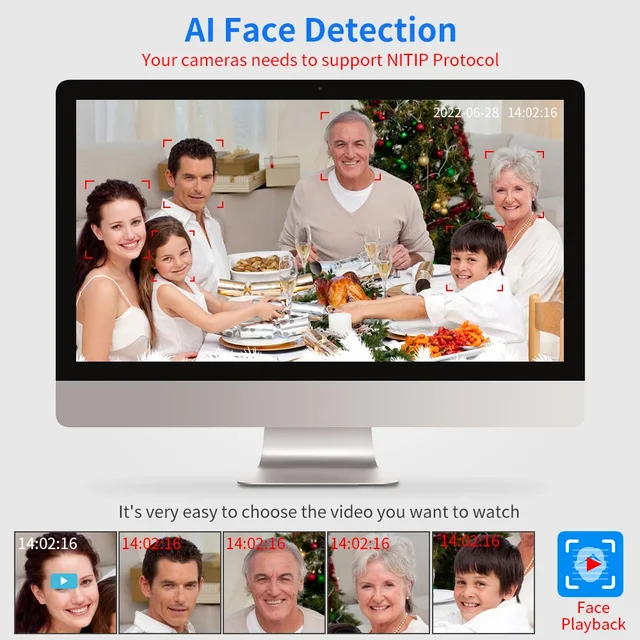 AIOOK WiFi NVR 8CH H.265 Onvif Network Video Recorder for Wireless Security System Support Face Detection ICSEE Camera 4