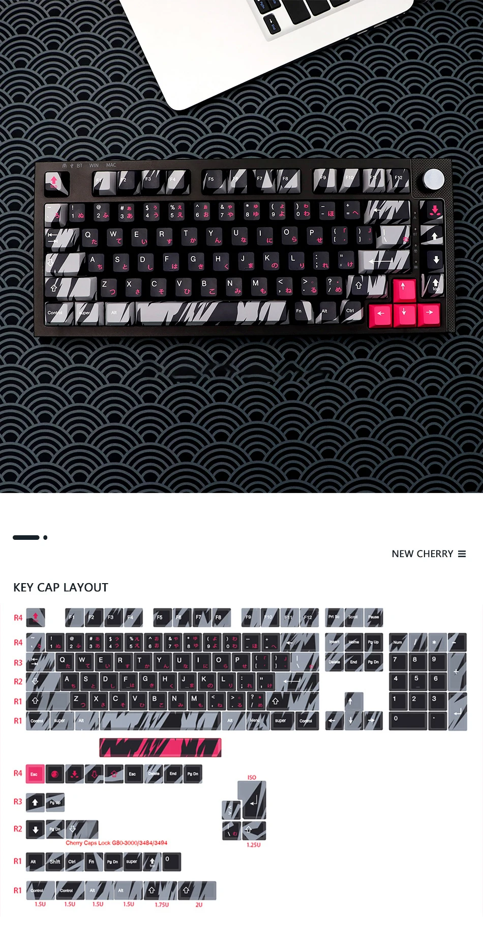 Pbt japonês camuflagem keycaps cherry profile dye