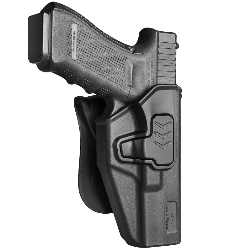 

Military Holster for G17/31(1-5)/22(1-4) Conceal Carry Index Release Pistols Pouch OWB Polymer with Paddle Gun&Flower Right