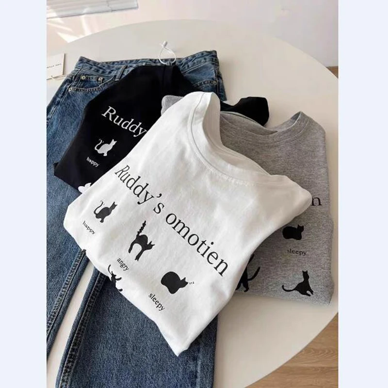 

Женская футболка из чистого хлопка, с коротким рукавом и круглым вырезом