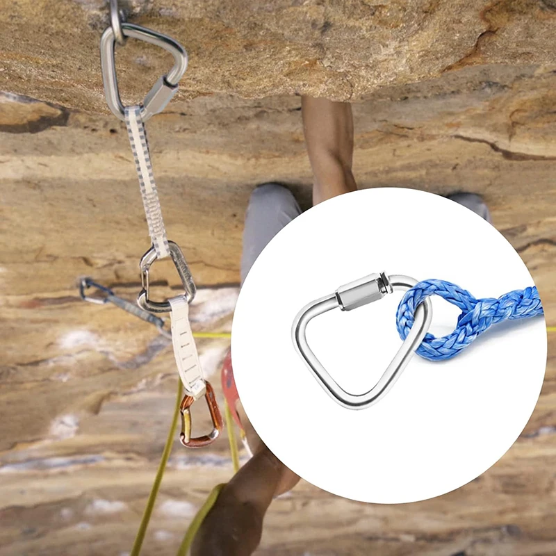 1 pcs Quick Link Marine Grade Triangle Stainless Steel Triangle Connecting Ring Triangle Lock Rock Climbing Equipment Chain