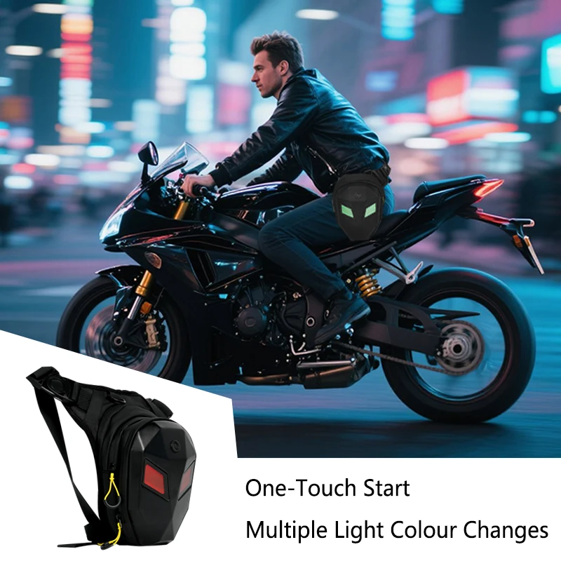 Man sling bag LED Eye Motorcycle Riding Unisex Leg Bag Hard Shell Waterproof Tra