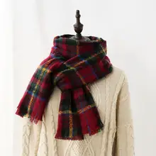 

Pink Plaid Scarf for Women Warm Soft Pashmina Shawls Winter Woven Reversible Checker Houndstooth Cashmere Hand Feel Scarf