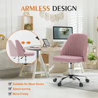 JHK Armless Small Desk Office Chair Cute Vanity Swivel Chair with Back Modern Fabric with Wheels Swivel Task Home Gaming Chair - Image 6