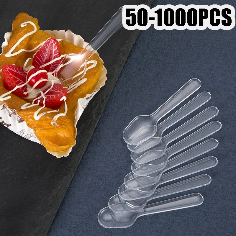Mini Ice Cream Spoon Disposable Dessert Spoons Wedding Party Tableware Kitchen Accessories Tool Birthday Party Supplies plastic disposable spoon glass dessert spoon