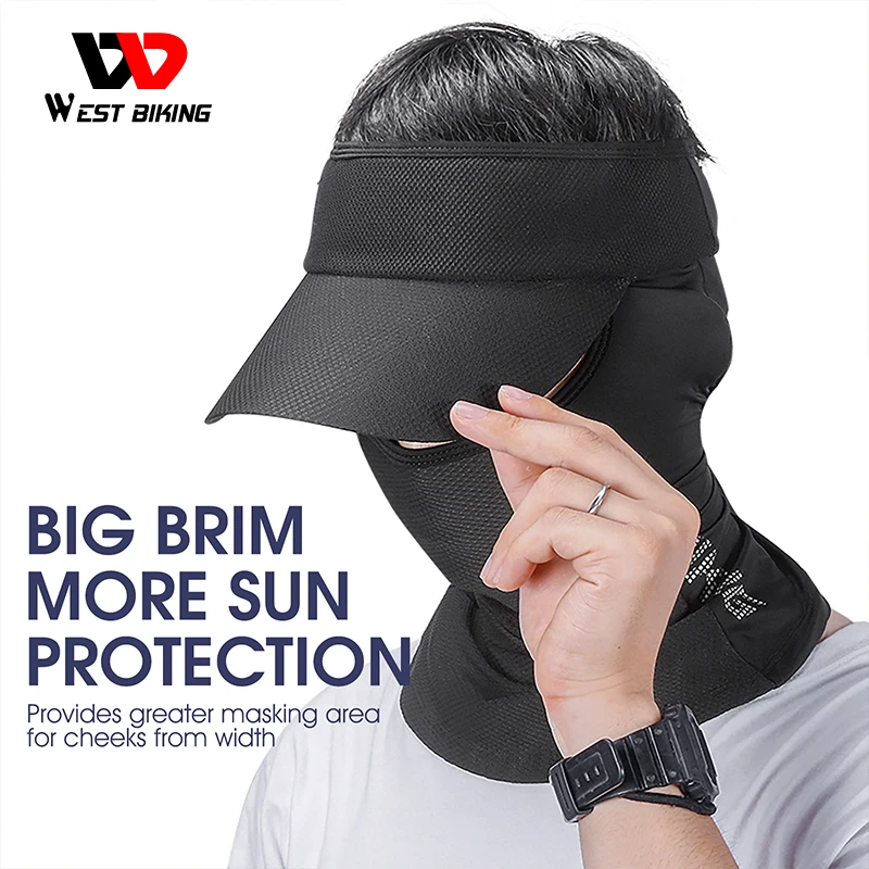WEST BIKING Summer Cool Men Women Balaclava Exposed Hair Sun Protection Hat Bicycle Cycling Travel Cap Anti-UV Full Face Cover 2