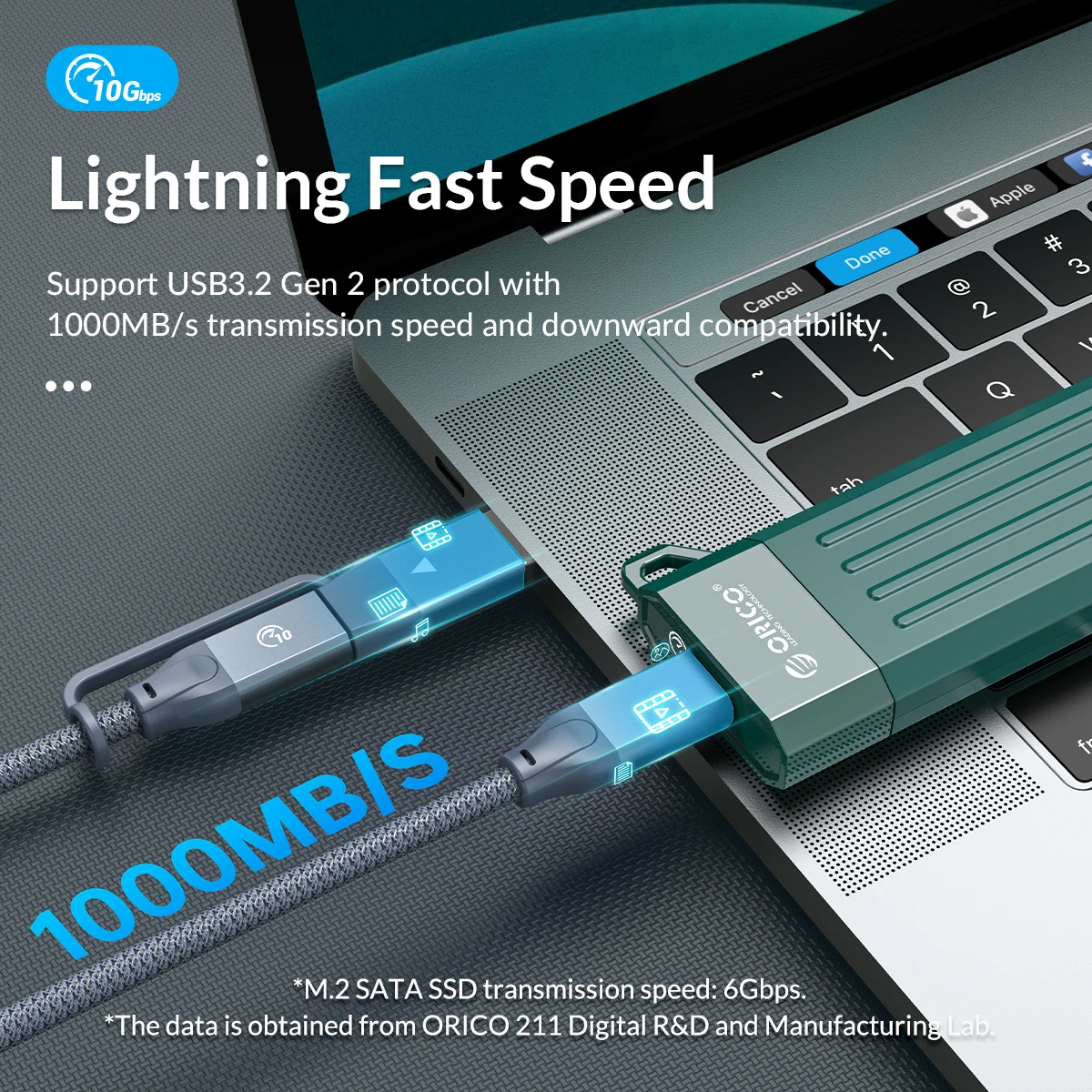Caixa Ssd Orico m2 Nvme Usb tipo c Gen2 10 Gbps Pcie Ssd Gabinete M.2 Nvme Gabinete M.2 Sata Ngff Gbps Solid State Drive Case - Imagem 4