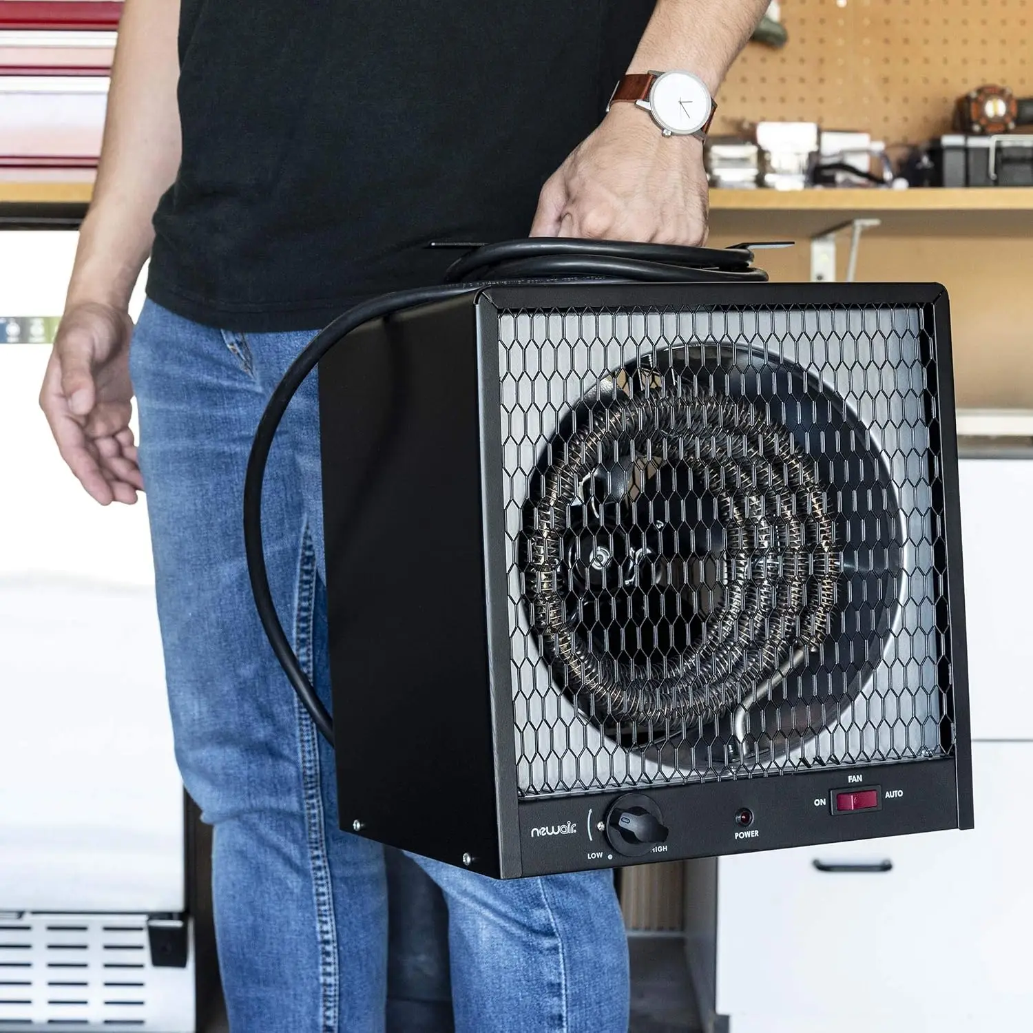 Portable Heater (240V) Portable Electric Garage Heater Heats Up to 600 sq. ft. with 6-Foot Cord Wrap and Carrying Handle 5600