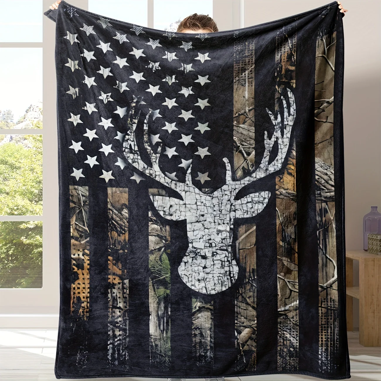 american-deer-head-flag-flannel-blanket-soft-patriotic-nap-throw