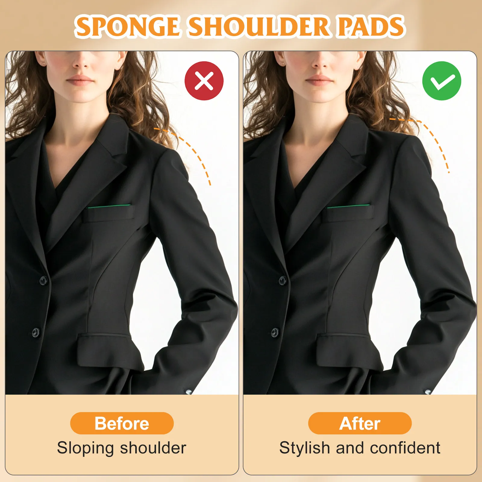 2쌍의 어깨 패드, 두꺼운 스펀지 매트, 드레스, 스커트, 정장, 코트용, 부드러운 쿠션 어깨 패드, 여성용