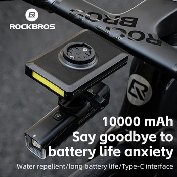 ROCKBROS Bici Powerbank Luce 5000mAh 10000mAh Tipo-C Lightning MicroUSB Lampada da ciclismo Luce anteriore Manubrio Fari per bicicletta
