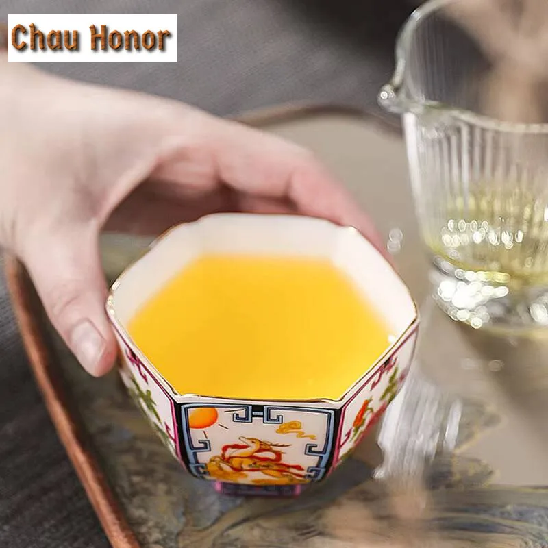 Enamel Color Mutton Fat Jade Porcelain Teacup Zen Tea Bowl Set of Cups Tea-tasting Meditation Cup Jianzhan Master Cups Drinkware