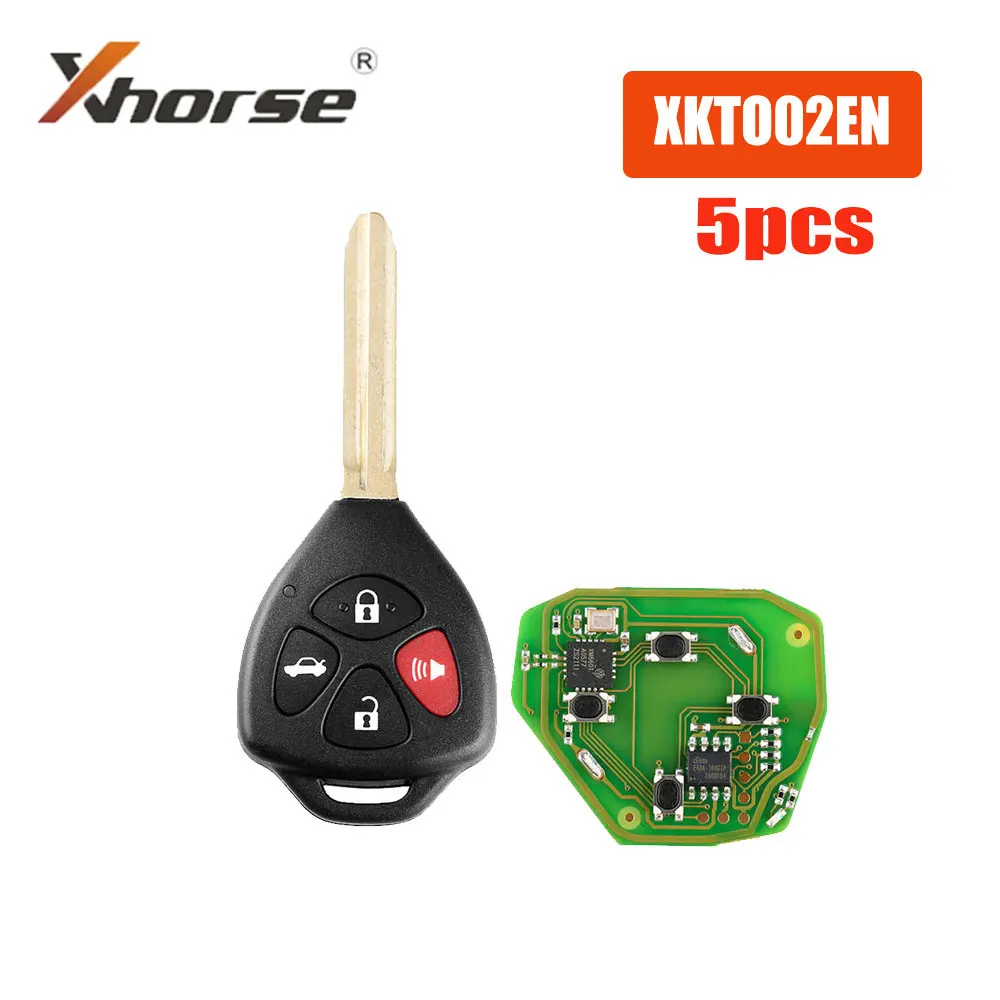 

5PCS/LOT Xhorse XKTO02EN Universal Car Remote Key for Toyota Style Flat 4 Buttons Wired Remote Key for VVDI2 Xhorse VVDI Tool