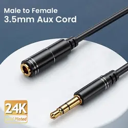 NIERBO Gold Plated Audio Extension Cable - Premium Stereo Aux Cord, Male to Female (1m & 5m Lengths) - 1m(3.3ft)