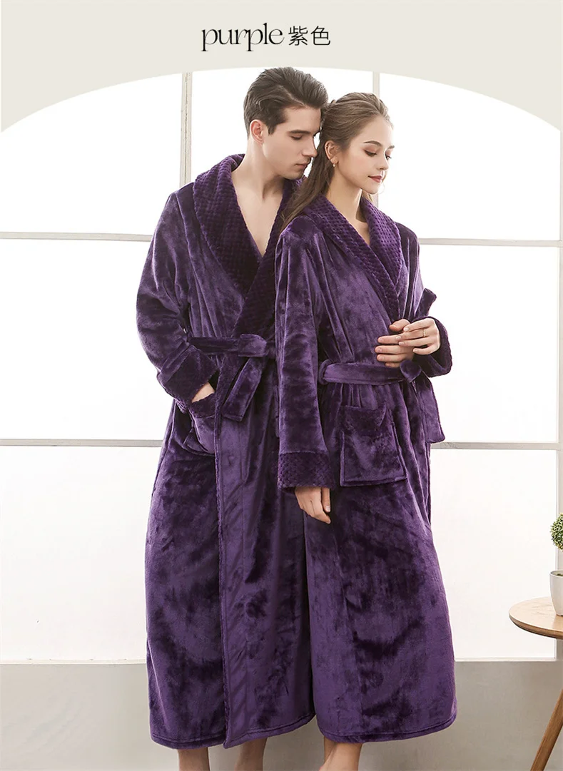 Plush Flannel Bathrobe for Women Long, Warm, Winter Night Robe 44