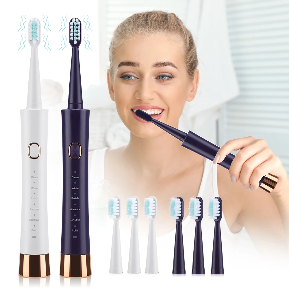 Electric Toothbrush Rechargeable Waterproof with 4 Soft Brush Heads
