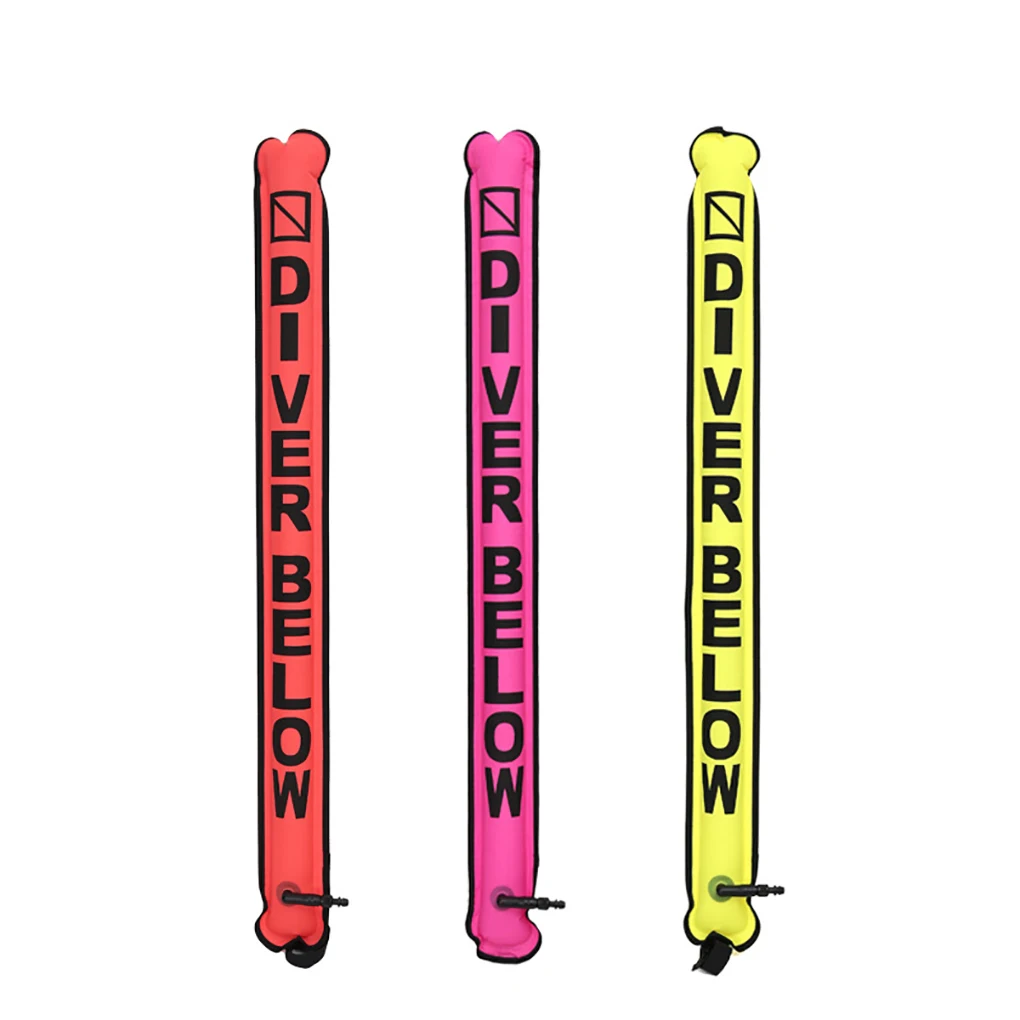 Surface Marker Buoy Scuba Diving with Rotatable Hook SMB Visibility Safety Diver Below Float Accessory Fluorescent Accessory freediving training buoy diver down flag float marker safety buoyancy signal red