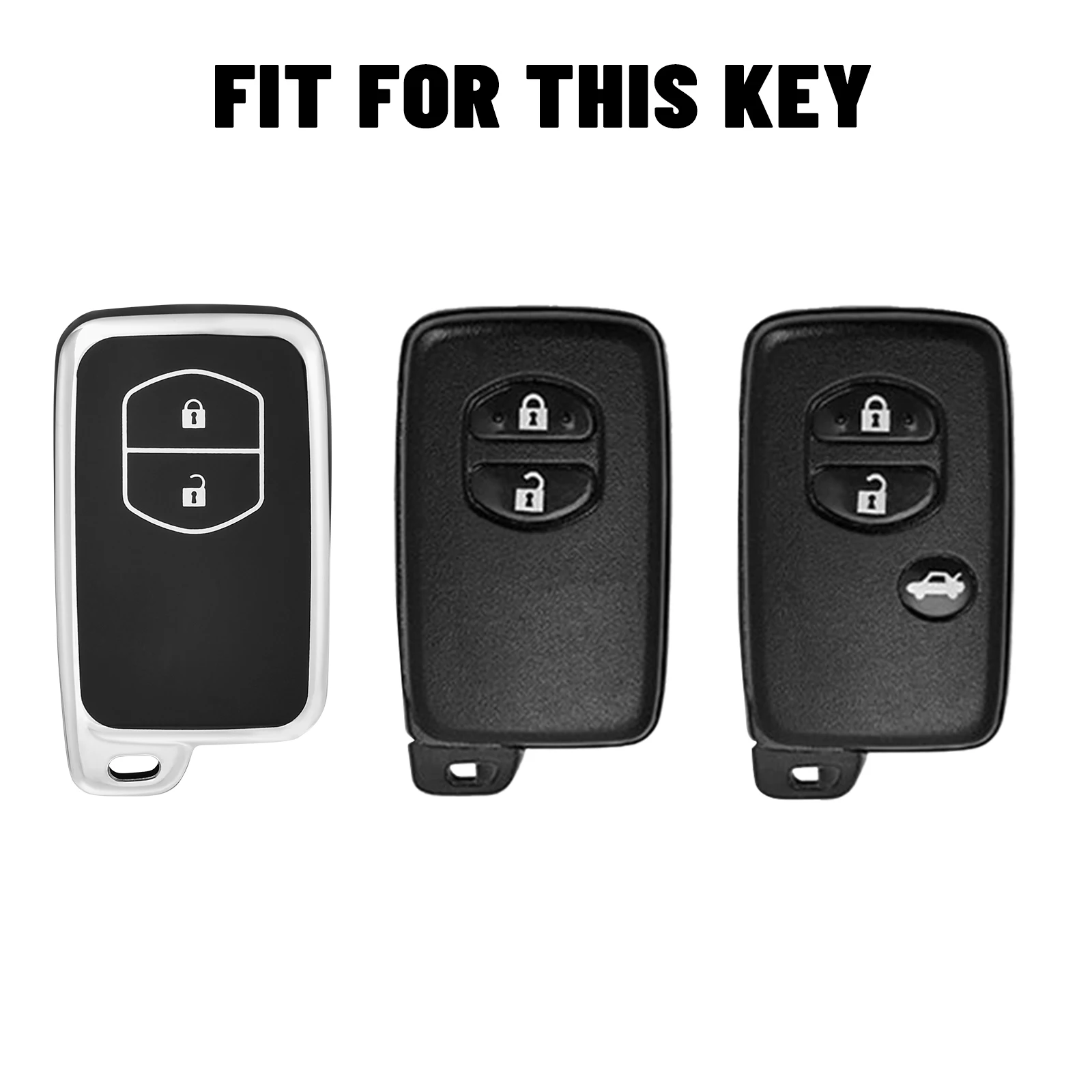 Premium TPU Car Remote Key Case Cover for Keyless Entry Fobs, 2-Button Design
