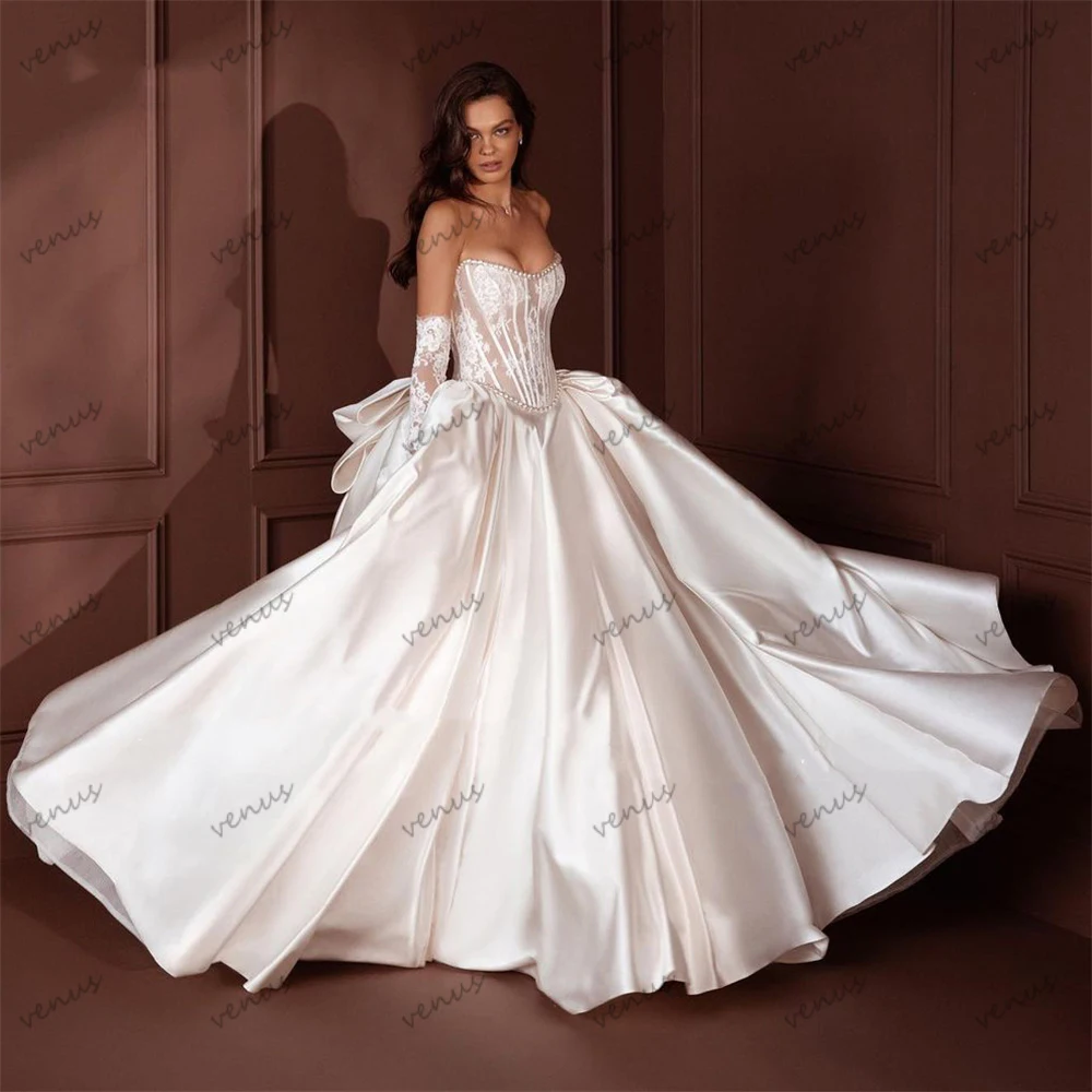 Gorgeous Wedding Dresses Exquisite Bridal Gowns Charming Satin Robes Lace Appliques Glamorous Vestidos De Novia Customized 2025 4