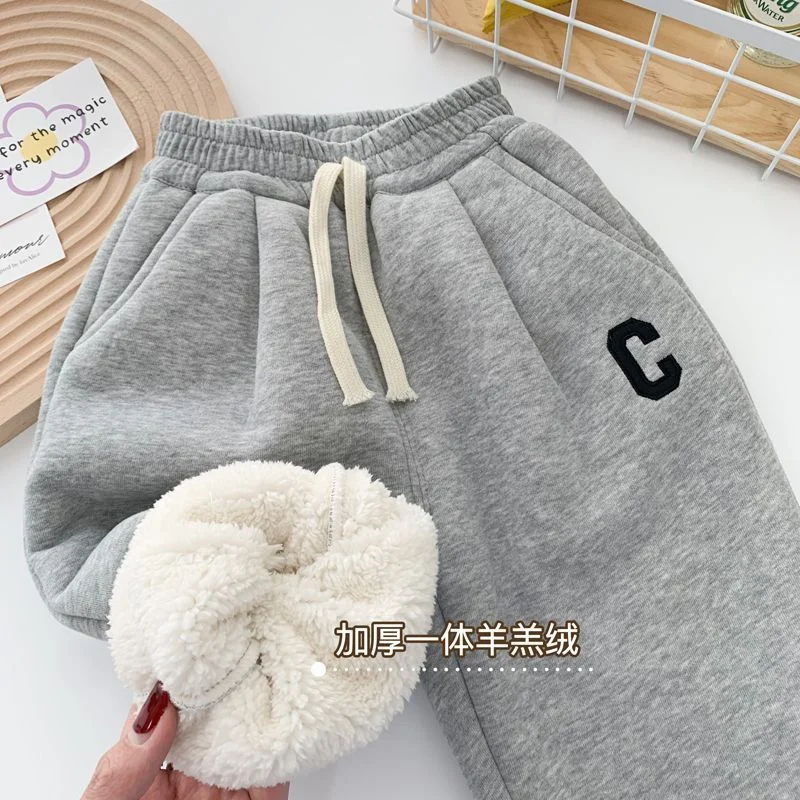 Boys Casual Thick Pants Winter Kids Padded WarmTrousers Children Pants Clothes Fleece Cotton Leggings Trousers 2-8 Years