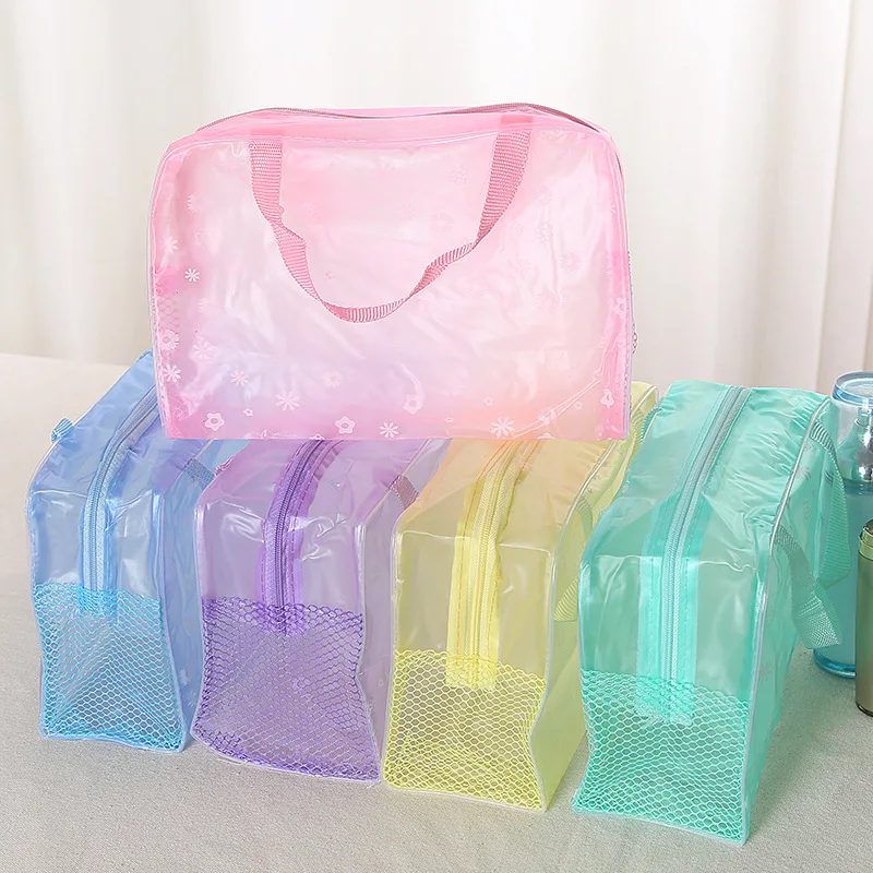 

New Design Floral Print Transparent Waterproof Makeup Cosmetic Bag Travel Wash Toothbrush Pouch Toiletry Hiking Cross Bag