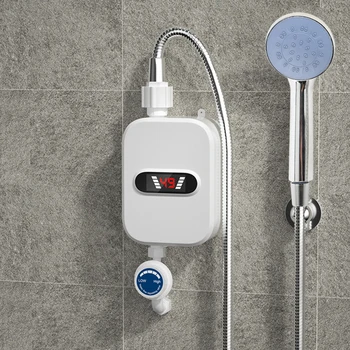 Small Instant Electric Water Heater LCD Temperature Display IPX4 Quick Heating Shower Water Heating Device Set 1
