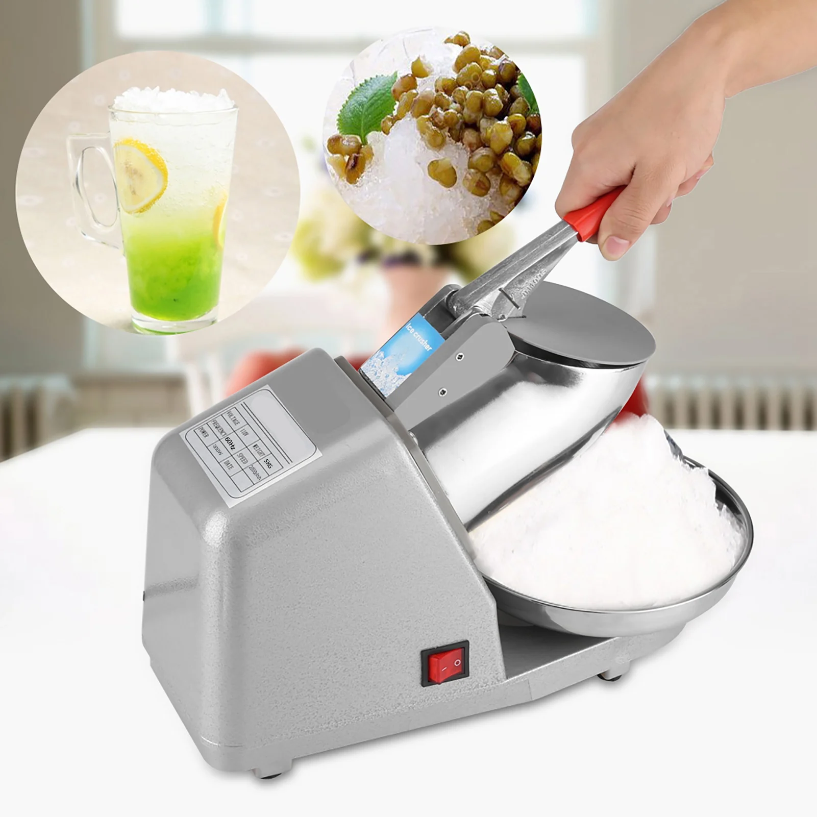 Commercial Household Manual Electric Ice Crusher Shaver Machine Snow Cone Maker